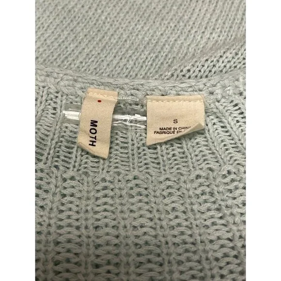 Anthropologie Moth Women's Sweater Linene Blend Mint Green Knit Size Small - Picture 6 of 8
